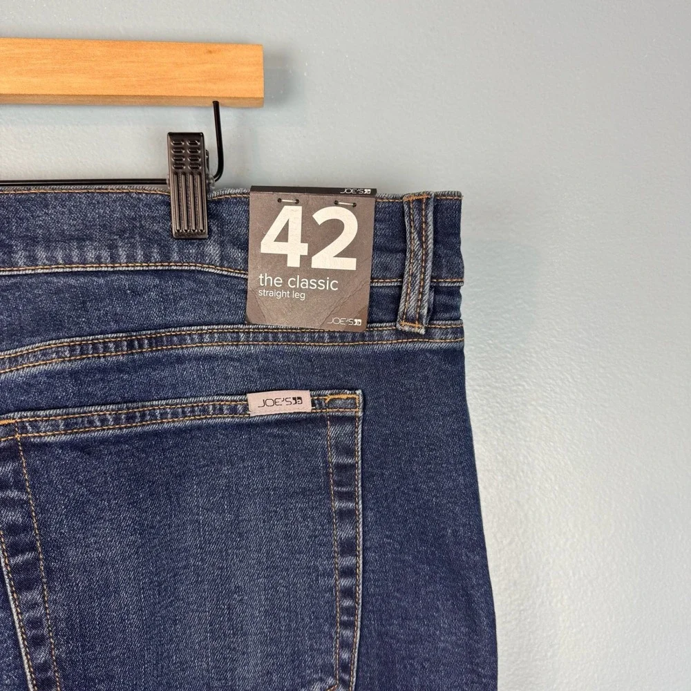 NEW Joe's Jeans The Classic Straight Leg Mens 42x32 Blue Dark Wash Stretch Denim